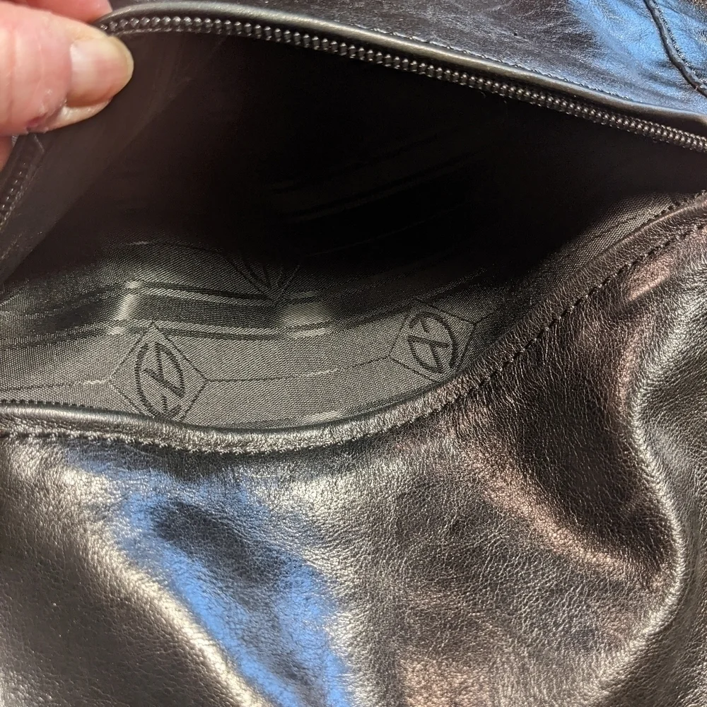 Francesco Biasia Black Leather Purse Hobo Bag Tote